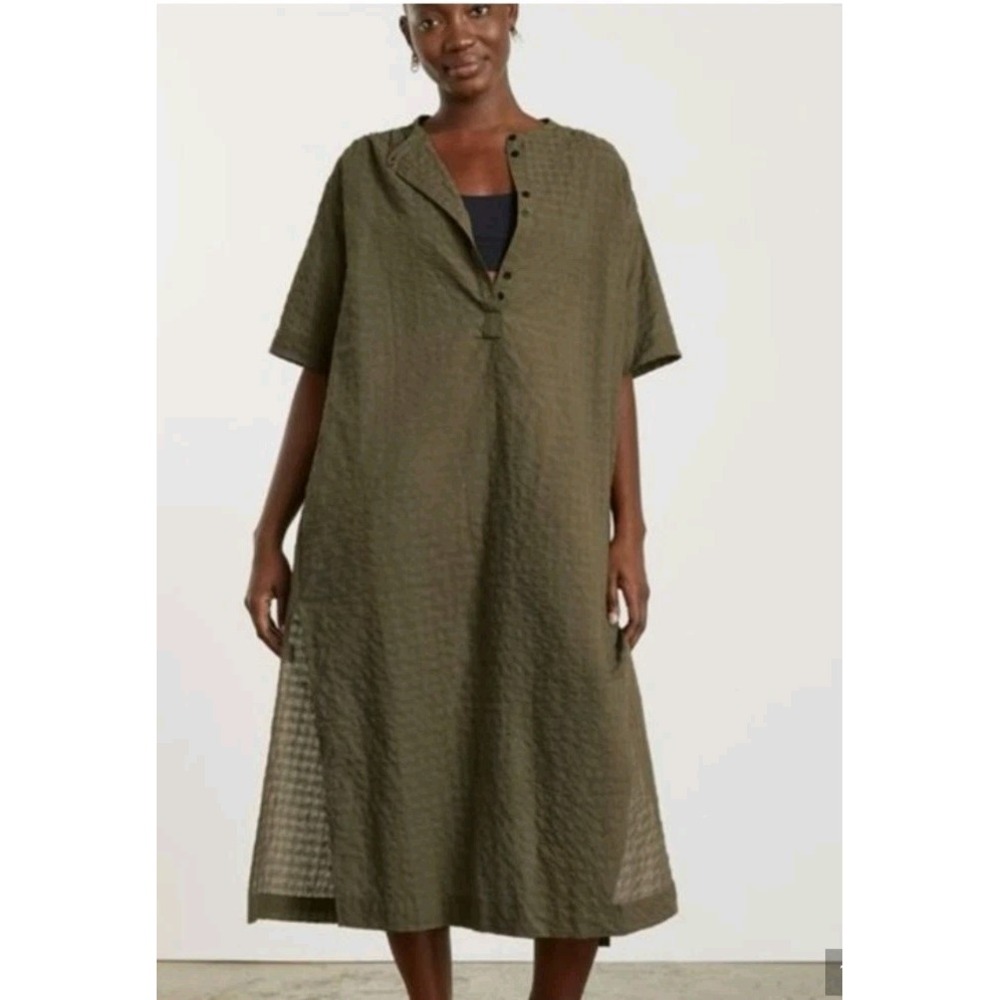 Everlane The Caftan Dress Olive Army Green Cover-Up Lightweight Oversized XL